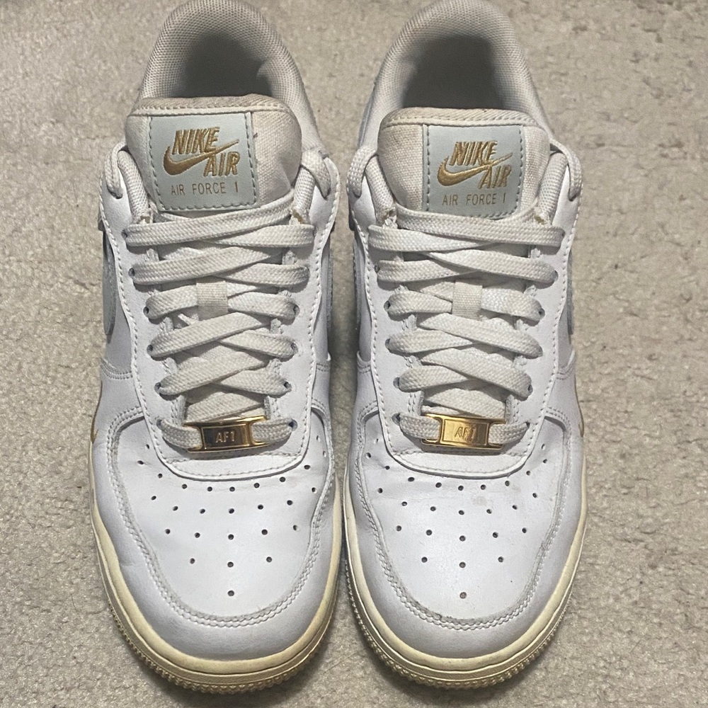 Nike Air Force 1 White with Gold Accents